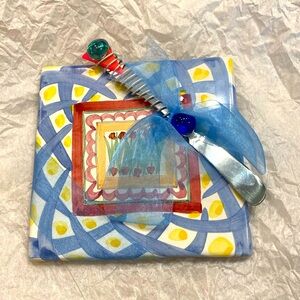 Cheese tray (ceramic tile) with wire wrapped knife